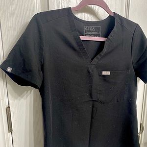 Women’s FIGS Black scrub top.